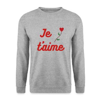 Je T'aime - French I love You Quote - Unisex Sweatshirt - salt & pepper - Front - Alina (178cm) & Michal (187cm)