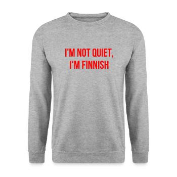 Je ne suis pas calme, je suis finlandais - Sweat-shirt Unisexe - gris chiné - Devant - Alina (178cm) & Michal (187cm)