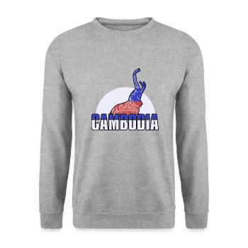 Kambodscha Tempel Khmer Vintage Palmen I Geschenk - Unisex Pullover - Weißgrau meliert - Vorne - Alina (178cm) & Michal (187cm)