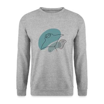 "Manta", Boho Line Art Design, Series "Ocean" - Unisex Sweatshirt - salt & pepper - Front - Alina (178cm) & Michal (187cm)