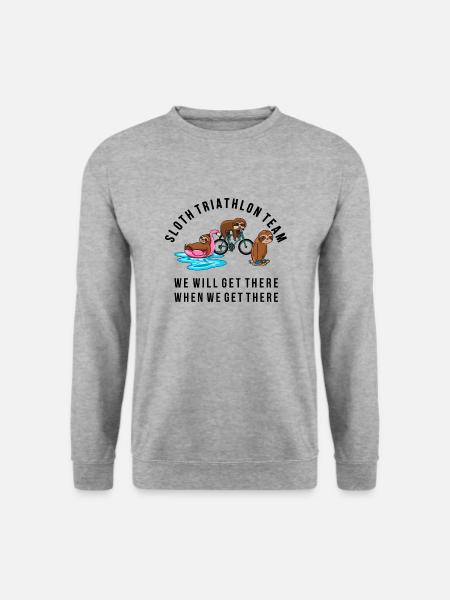 Sloth Triathlon Team Faultier Sport Shirt - Unisex Pullover - Weißgrau meliert