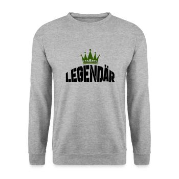 legendär - Unisex Pullover - Weißgrau meliert - Vorne - Alina (178cm) & Michal (187cm)