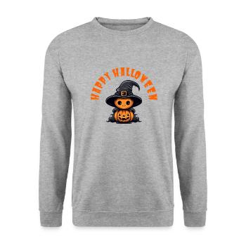 Happy halloween - Unisex Pullover - Weißgrau meliert - Vorne - Alina (178cm) & Michal (187cm)