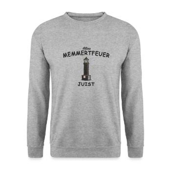 Leuchtturm Juist, Memmertfeuer, Nordsee - Unisex Pullover - Weißgrau meliert - Vorne - Alina (178cm) & Michal (187cm)