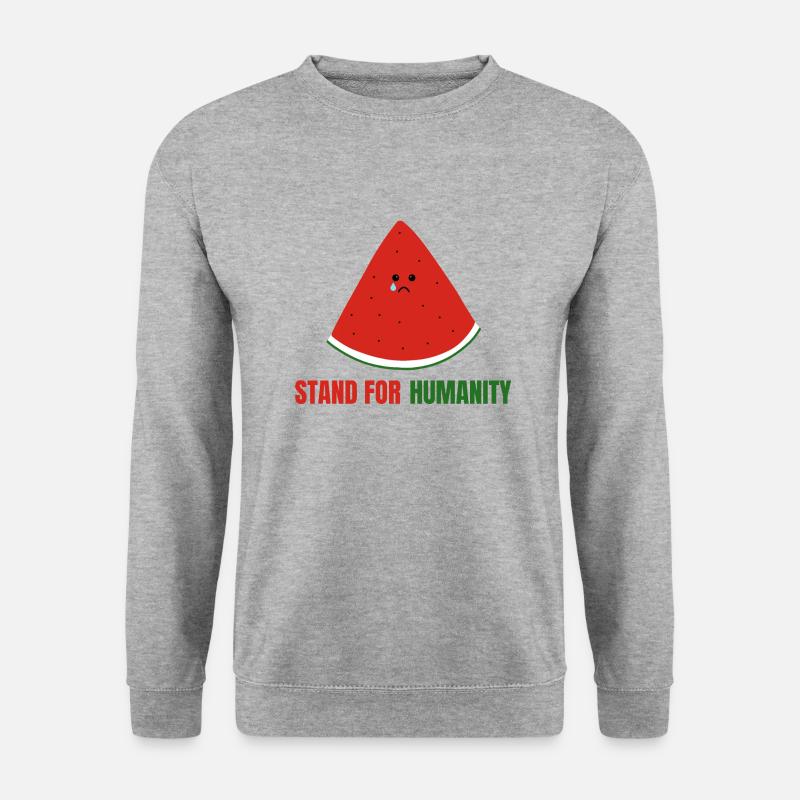 stehen für Menschlichkeit - Unisex Pullover - Weißgrau meliert