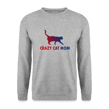 Crazy Cat Mom Cat Saying - Unisex Sweatshirt - salt & pepper - Front - Alina (178cm) & Michal (187cm)