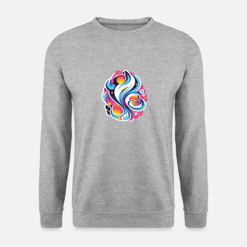 Farbenfrohe Abstraktion: Ein Tanz - Unisex Pullover - Weißgrau meliert