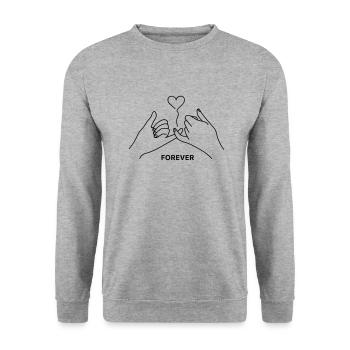 forever herz - Unisex Pullover - Weißgrau meliert - Vorne - Alina (178cm) & Michal (187cm)