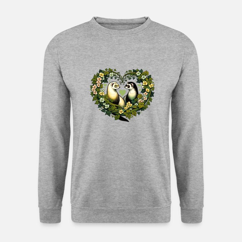 Frettchen Liebe - Unisex Pullover - Weißgrau meliert