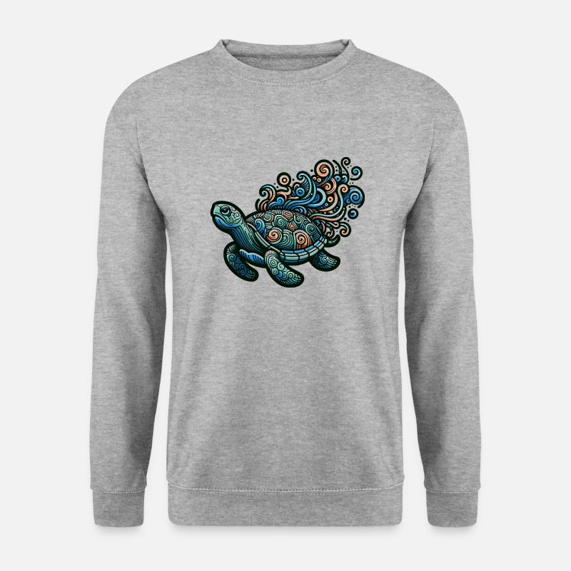 Meeresschildkröte - Unisex Pullover - Weißgrau meliert