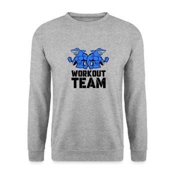 shark hai bodybuilding workout - Unisex Pullover - Weißgrau meliert - Vorne - Alina (178cm) & Michal (187cm)