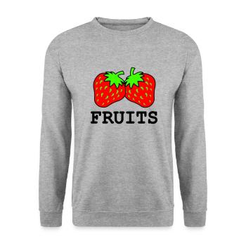 erdbeeren - Unisex Pullover - Weißgrau meliert - Vorne - Alina (178cm) & Michal (187cm)