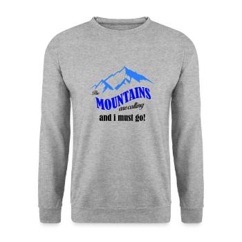 mountains are calling Kopie - Unisex Pullover - Weißgrau meliert - Vorne - Alina (178cm) & Michal (187cm)