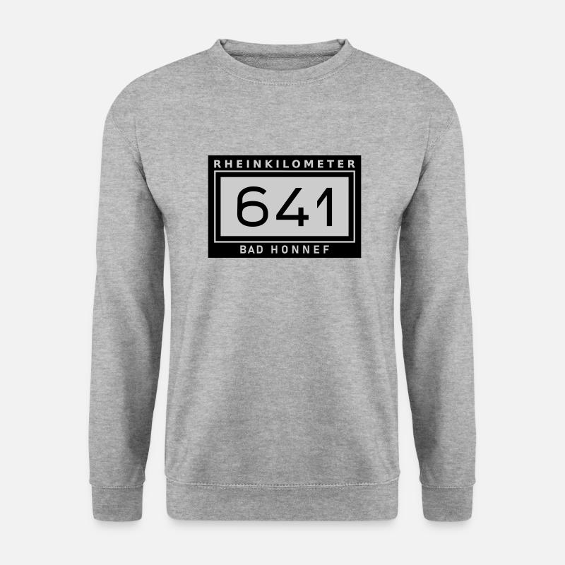 Rheinkilometer 641 Bad Honnef - Unisex Pullover - Weißgrau meliert