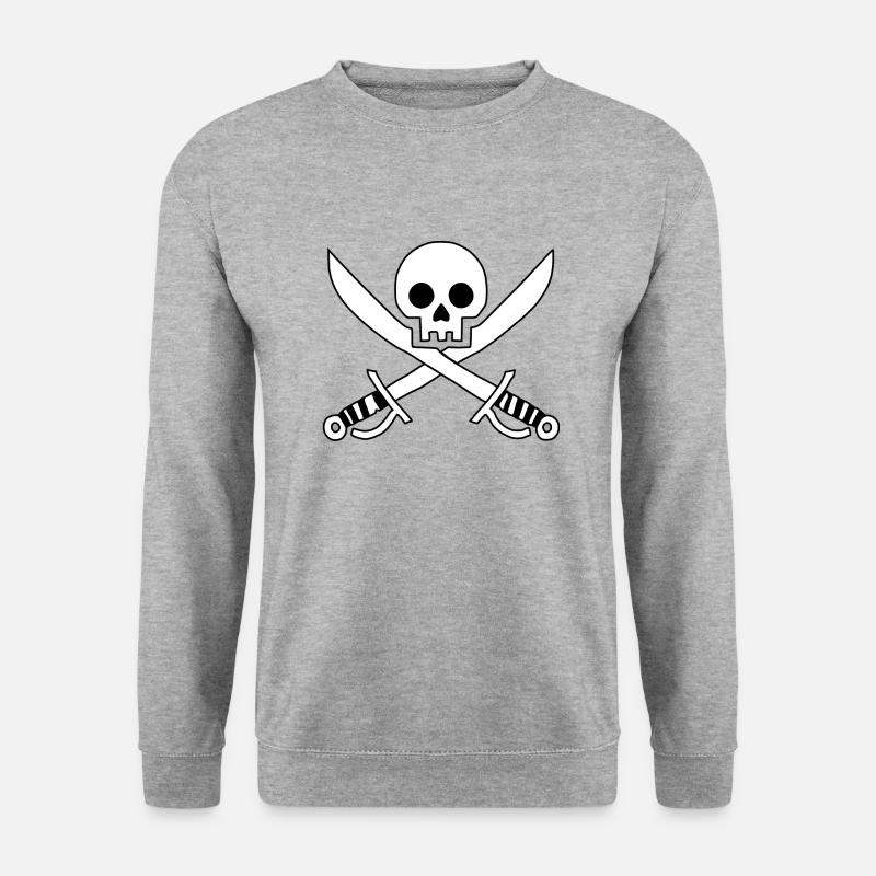 Pirat - Totenschädel - Unisex Pullover - Weißgrau meliert