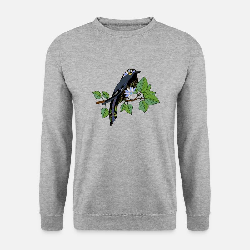 Bunter Vogel - Unisex Pullover - Weißgrau meliert