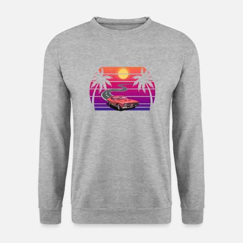 retro sunset - Unisex Pullover - Weißgrau meliert