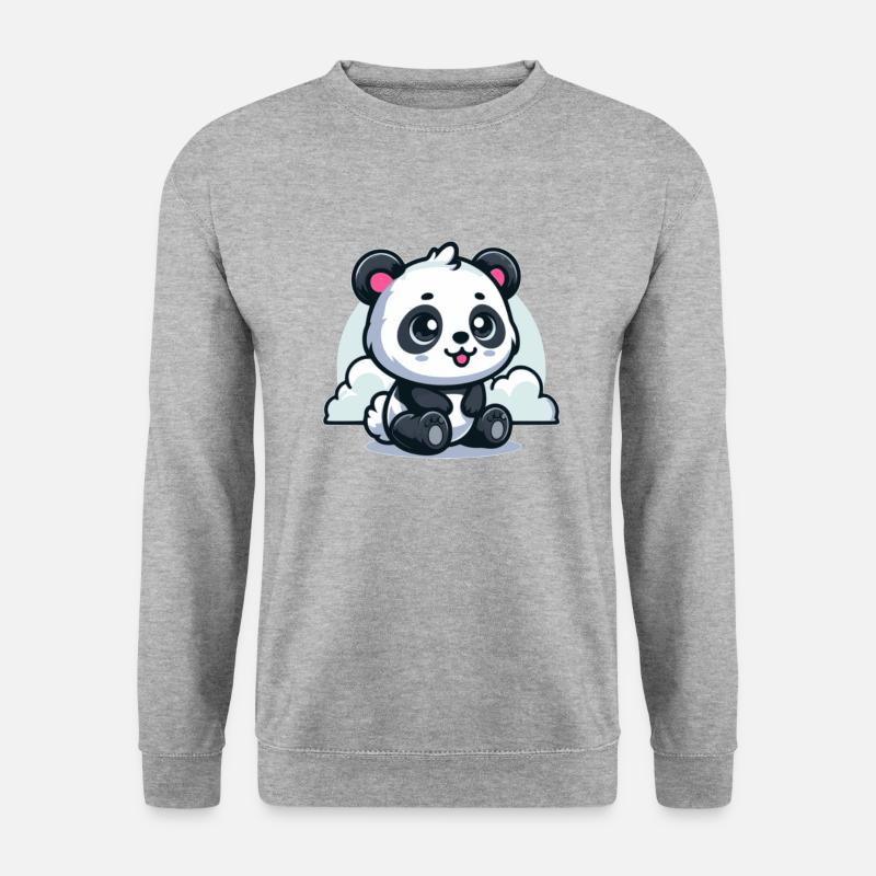 Baby-Panda - Unisex Pullover - Weißgrau meliert