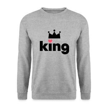 Valentinstag King Queen passendes Paar Partnerlook - Unisex Pullover - Weißgrau meliert - Vorne - Alina (178cm) & Michal (187cm)