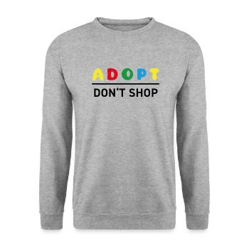 Farben Froh - Adopt Don't Shop - Unisex Pullover - Weißgrau meliert - Vorne - Alina (178cm) & Michal (187cm)