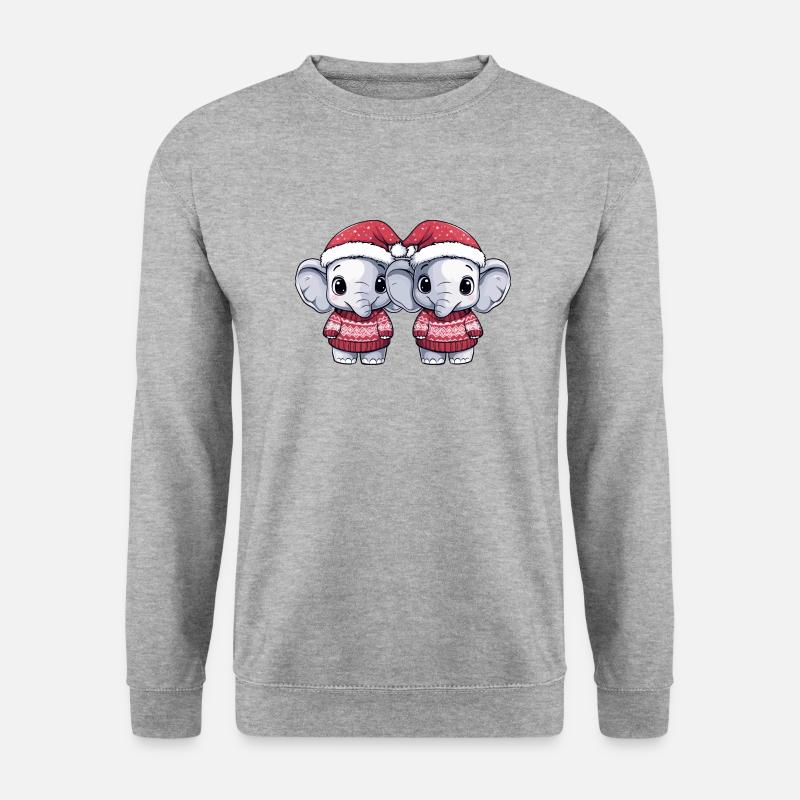 Elefant Weihnachten Team - Unisex Pullover - Weißgrau meliert