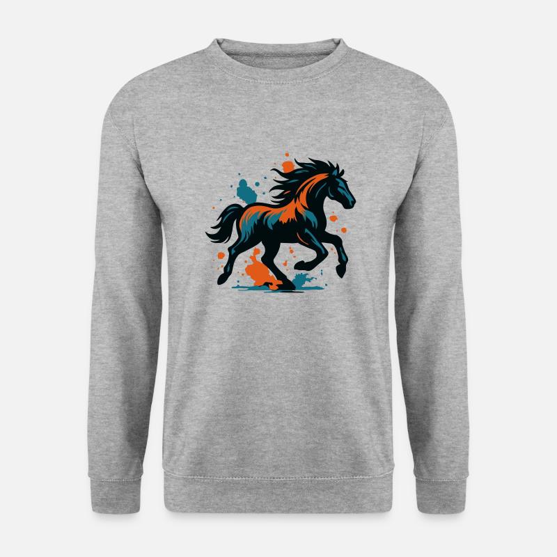 Pferd - Unisex Pullover - Weißgrau meliert