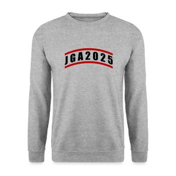 JGA 2025 Junggesellen Abschied - Unisex Pullover - Weißgrau meliert - Vorne - Alina (178cm) & Michal (187cm)