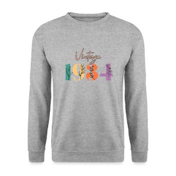 Vintage 1934 florale - Sweat-shirt Unisexe - gris chiné - Devant - Alina (178cm) & Michal (187cm)