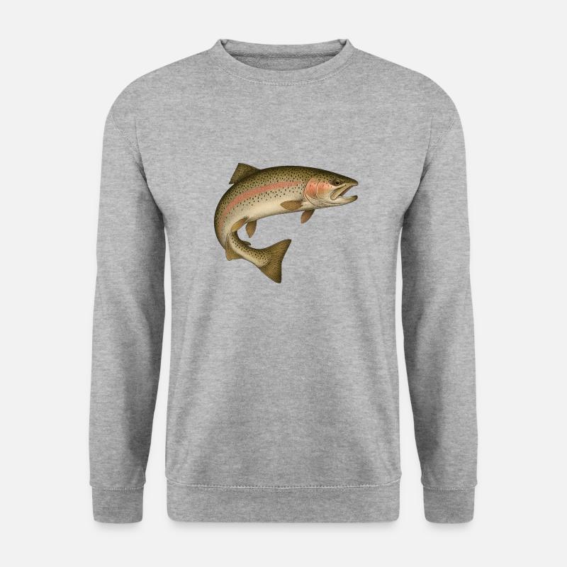 Fische Angeln - Unisex Pullover - Weißgrau meliert