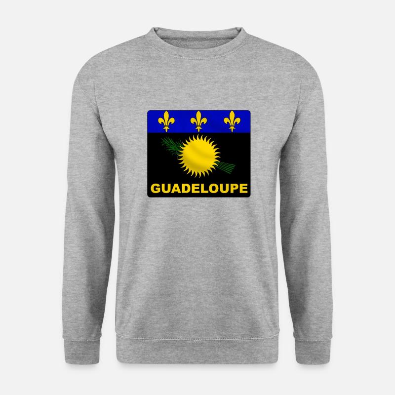 Guadeloupe Flagge - Unisex Pullover - Weißgrau meliert