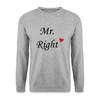 Mr. Right - Unisex Pullover - Weißgrau meliert - Vorne - Alina (178cm) & Michal (187cm)