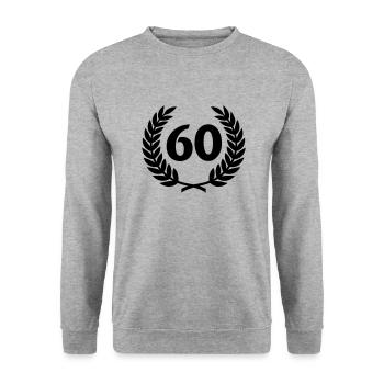 Laurel wreath & Number (60) - Unisex Sweatshirt - salt & pepper - Front - Alina (178cm) & Michal (187cm)