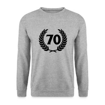 Laurel wreath & Number (70) - Unisex Sweatshirt - salt & pepper - Front - Alina (178cm) & Michal (187cm)
