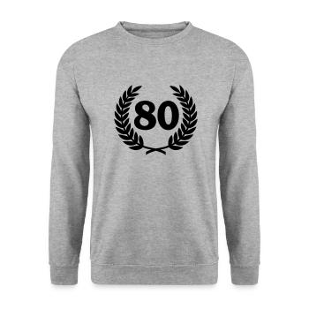 Couronne de laurier et le numéro (80) - Sweat-shirt Unisexe - gris chiné - Devant - Alina (178cm) & Michal (187cm)