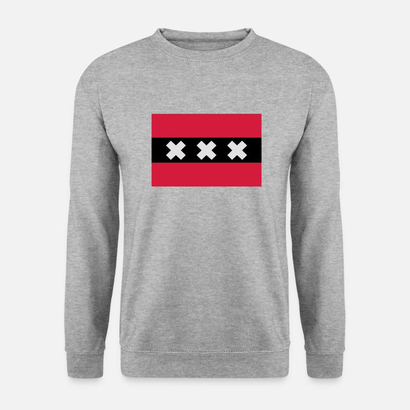 Amsterdam Flagge - Unisex Pullover - Weißgrau meliert