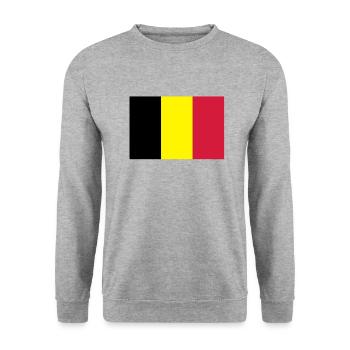 Drapeau Belge - Belgische vlag - Sweat-shirt Unisexe - gris chiné - Devant - Alina (178cm) & Michal (187cm)