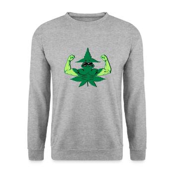 Muskel Hanf - Unisex Pullover - Weißgrau meliert - Vorne - Alina (178cm) & Michal (187cm)