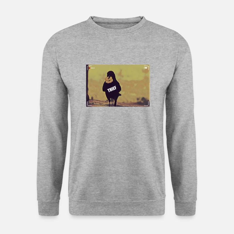 Der Rabe, der Dieb - Unisex Pullover - Weißgrau meliert