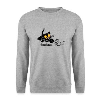 Kitten Lese - Unisex Pullover - Weißgrau meliert - Vorne - Alina (178cm) & Michal (187cm)