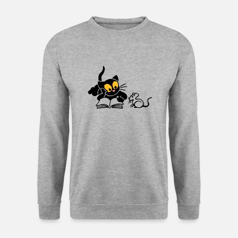 Kitten Lese - Unisex Pullover - Weißgrau meliert