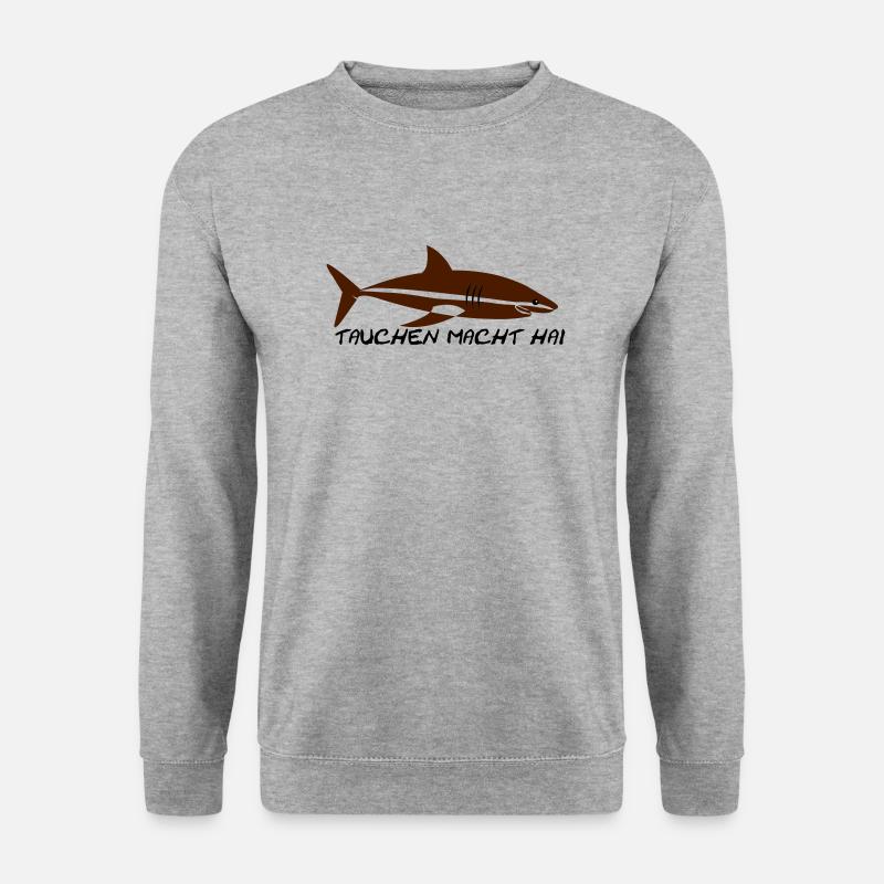tauchenmachthai Tauchen macht Hai - Taucher - Unisex Pullover - Weißgrau meliert