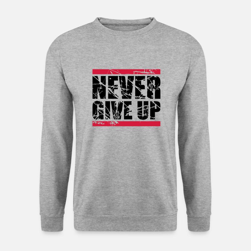 risse kratzer rot balken never give up niemals auf - Unisex Pullover - Weißgrau meliert