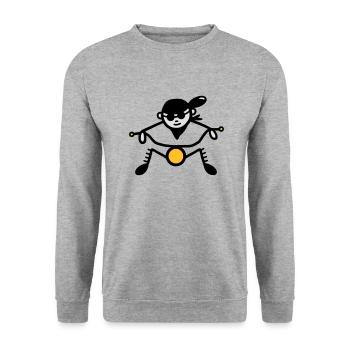 Cool Biker on chopper / Moped - V3 - Unisex Sweatshirt - salt & pepper - Front - Alina (178cm) & Michal (187cm)