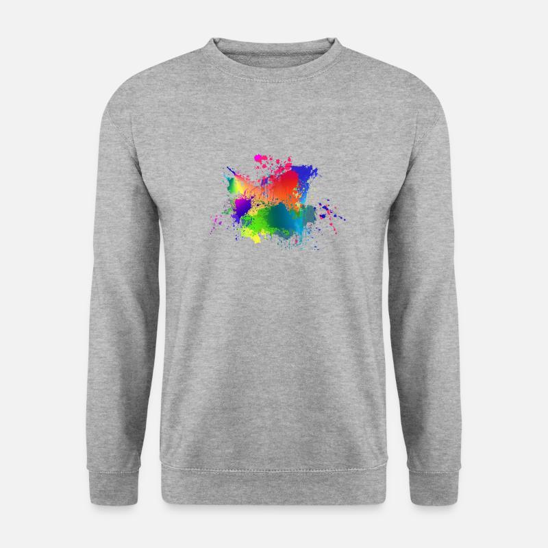 Bunte Farbklecks - Unisex Pullover - Weißgrau meliert