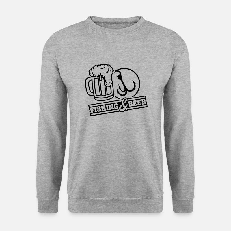 fishing_beer_design_ya1 - Unisex Pullover - Weißgrau meliert
