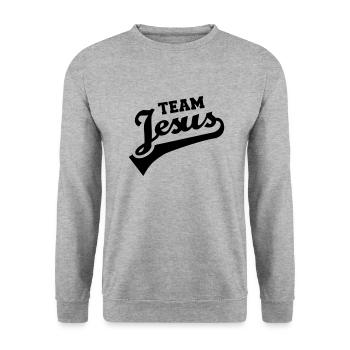 Team Jesus - Sweat-shirt Unisexe - gris chiné - Devant - Alina (178cm) & Michal (187cm)