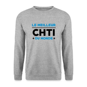 Nord / Ch'ti / Chti / Nordiste / Biloute Nordiste - Sweat-shirt Unisexe - gris chiné - Devant - Alina (178cm) & Michal (187cm)