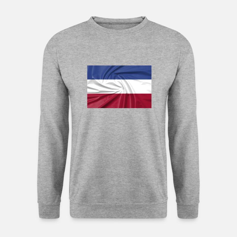 Niederländische Flagge auf dem Kopf, Bauernproteste - Unisex Pullover - Weißgrau meliert