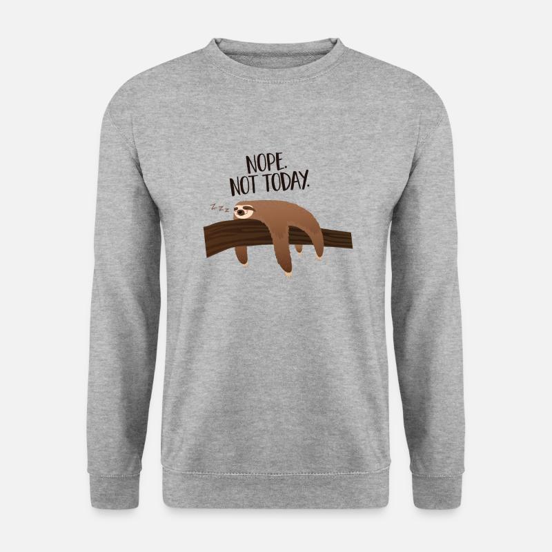 Nope Not Today Faultier Chill Relax - Unisex Pullover - Weißgrau meliert