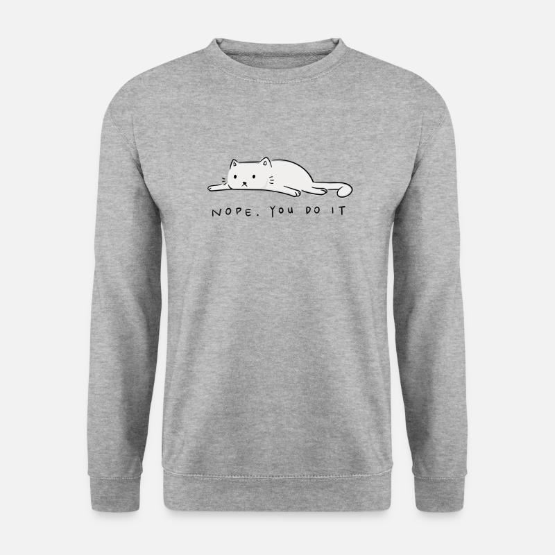 Katzensprüche Katze Katzenbaby Nope. You do it - Unisex Pullover - Weißgrau meliert